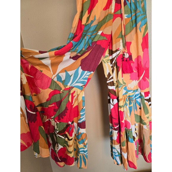 True Destinations floral flared tropical beach pants/ cover up size XS - Picture 2 of 9